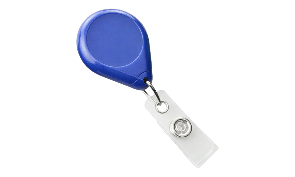 Blaue Premium-Ausweisjojo mit Vinylband und Clip