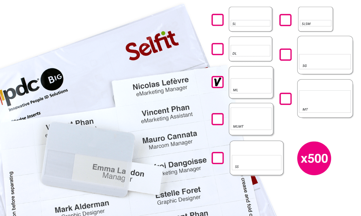 MultiLine Selfit®-Einleger, 75 mm x 24 mm, weiß, 500 Einleger