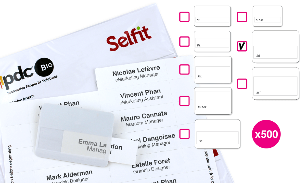 Grande Selfit®-Einleger, 95 mm x 24 mm, weiß, 500 Einleger