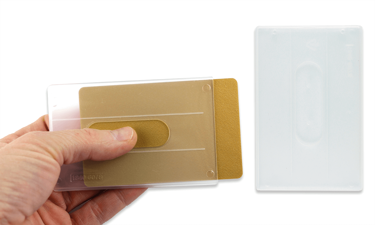 Halbfester Einfach-Kartenspender mit Daumenkerbe – Semi-transparent