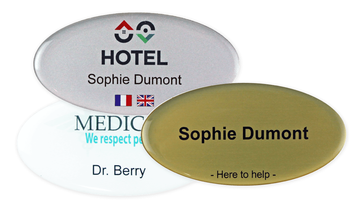 Premium Impress Namensschild, 75 x 38 mm - Oval