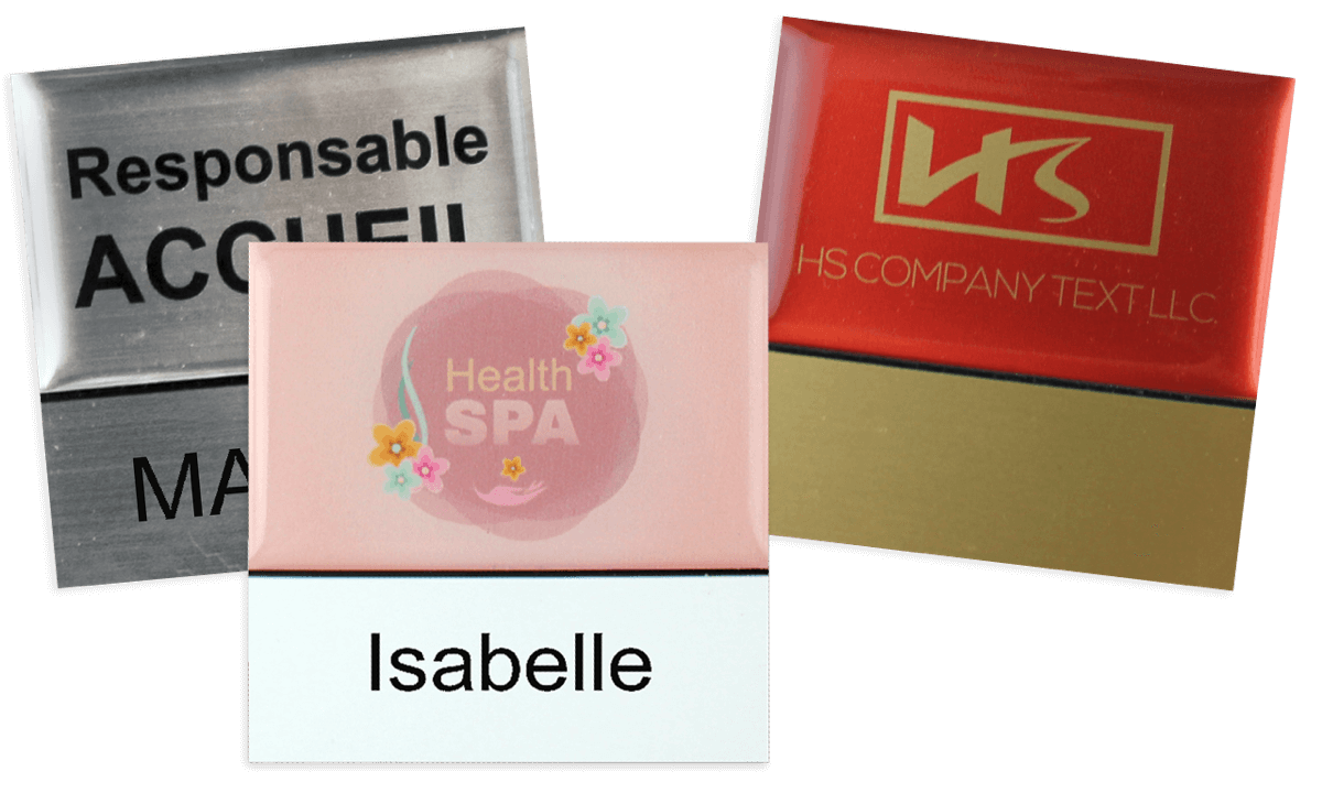 Premium wiederwendbares Namensschild, 50 x 50 mm, 18 mm Etikette zum Aufkleben