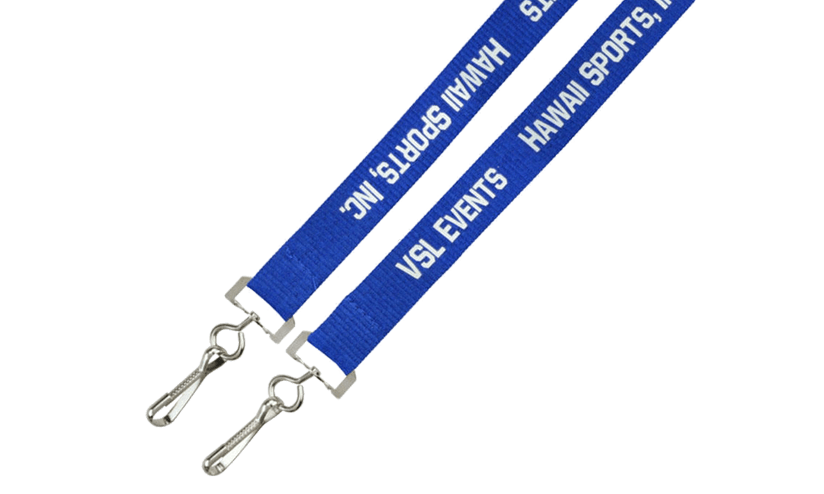 Günstiges, personalisiertes 15 mm breites Schlüsselband für Veranstaltungen mit doppelter Befestigung – Einfarbdruck