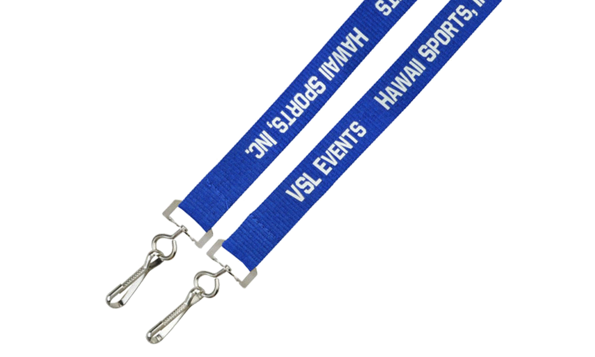 Günstiges, personalisiertes 20 mm breites Schlüsselband für Veranstaltungen mit doppelter Befestigung – Einfarbdruck