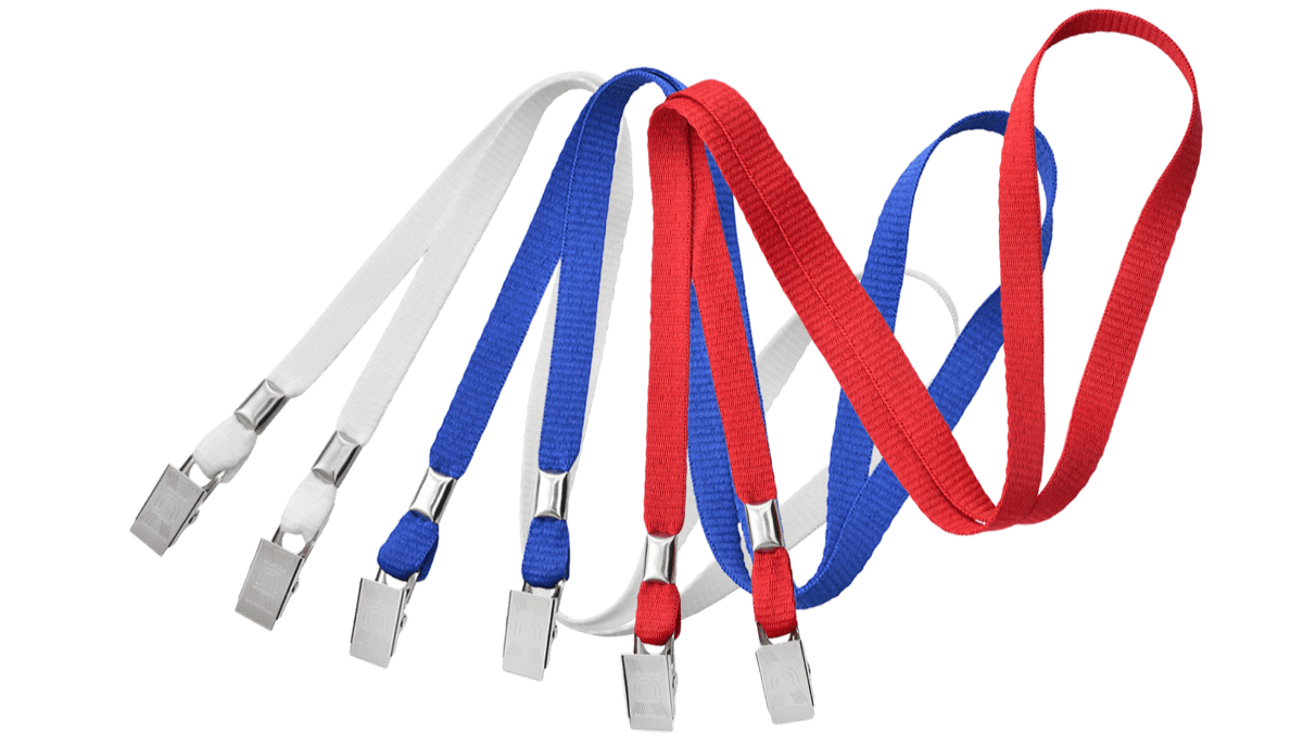 10 mm breites, flaches Schlüsselband mit Zweifach-Krokodilklemme