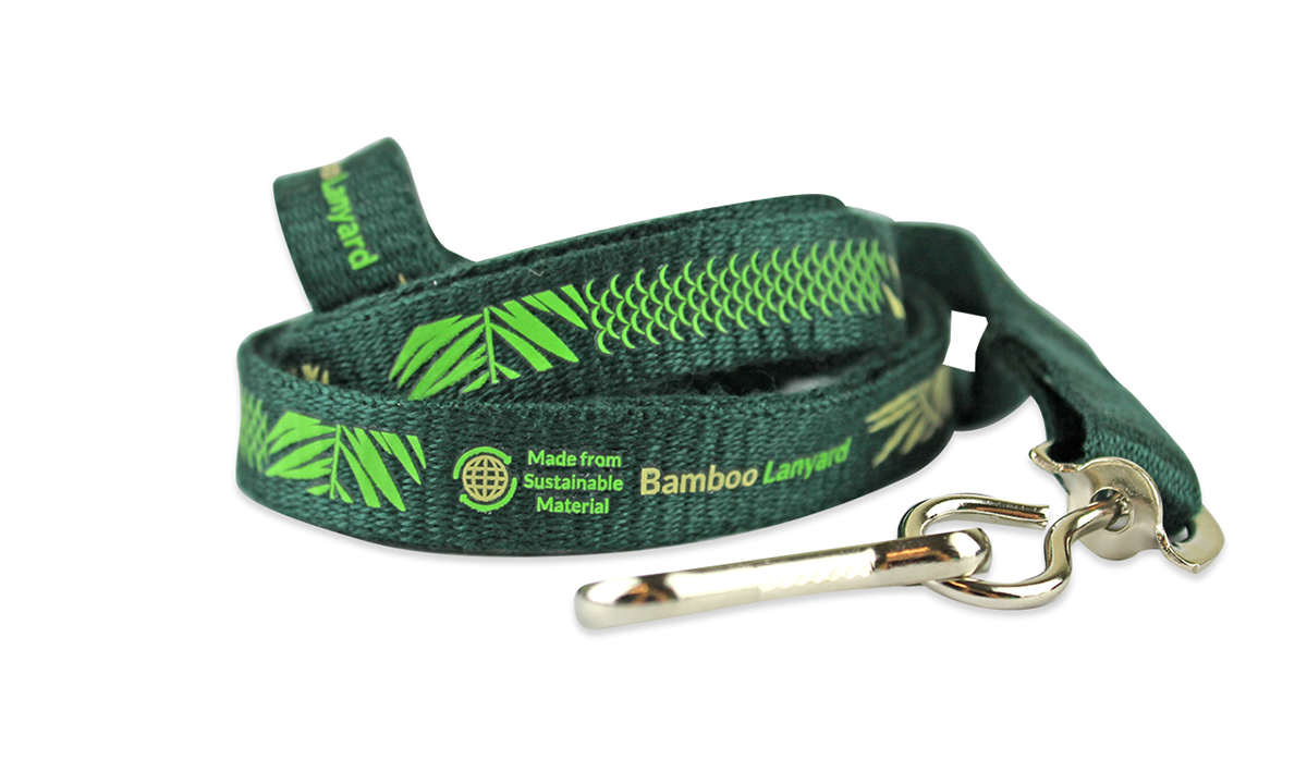 Personalisiertes, 10 mm breites Bambus-Schlüsselband – Einfarbdruck