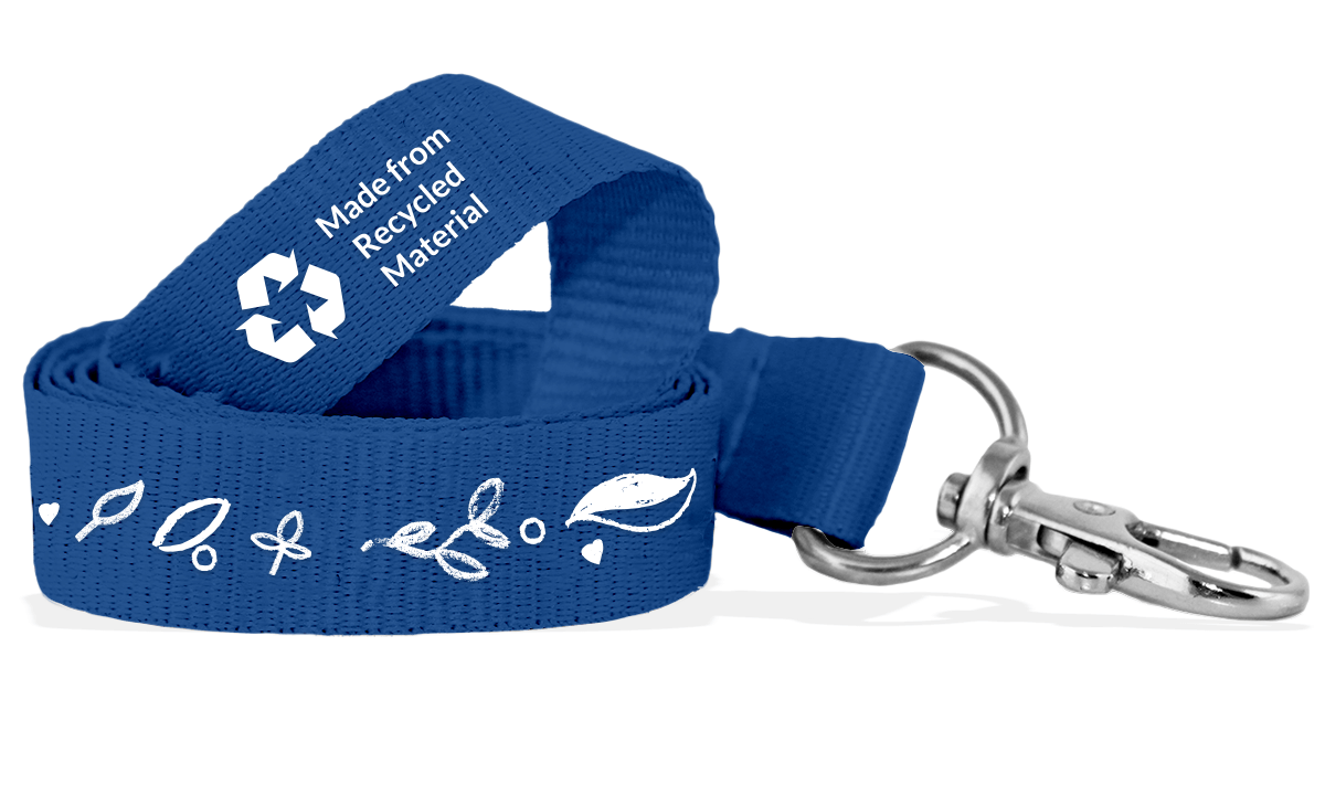 Personalisiertes, 15 mm breites Schlüsselband aus recyceltem Polyester – Einfarbdruck