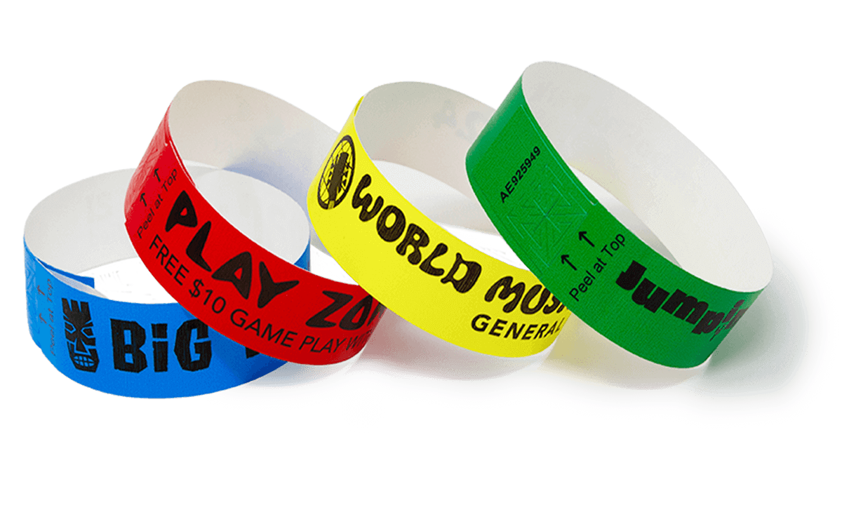 SecurBand Armbänder schwarz bedruckt 22 mm mit Klebeverschluss