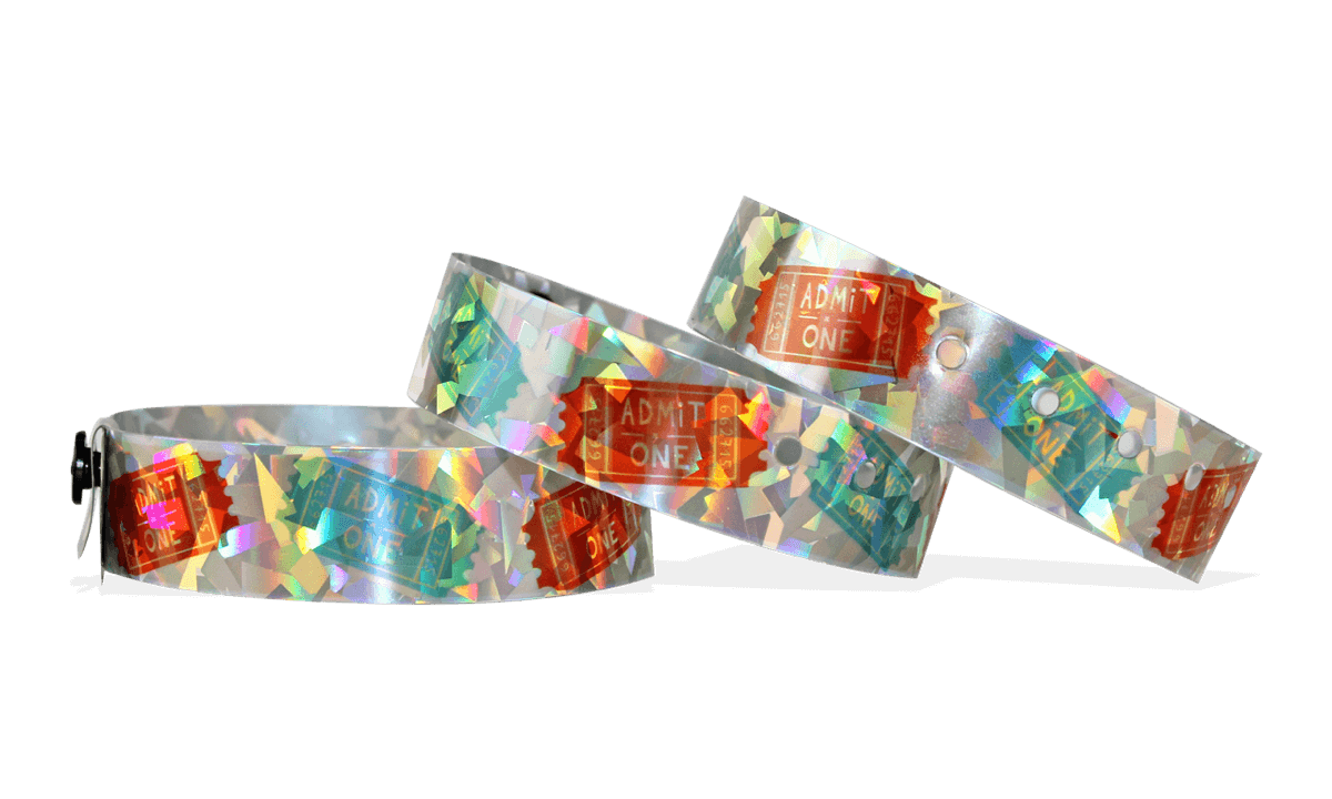 Personalisierte vollfarbige holografische Armbänder, 19 mm, Confetti
