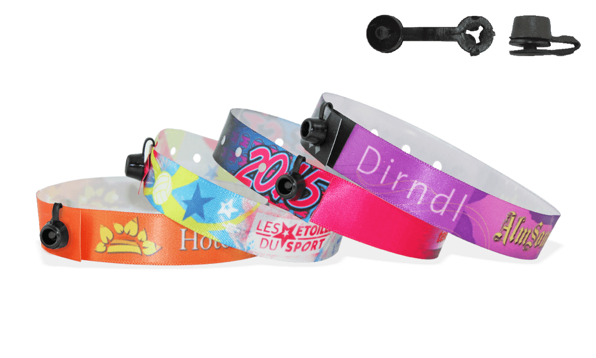 Gedruckte Satin-Armbänder mit rundem Kunststoffverschluss, Nice