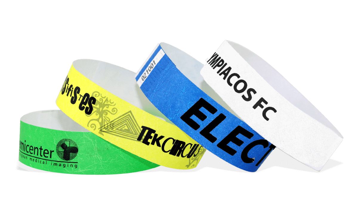 Personalisierte Tyvek-Armbänder, 19 mm, schwarzer Druck
