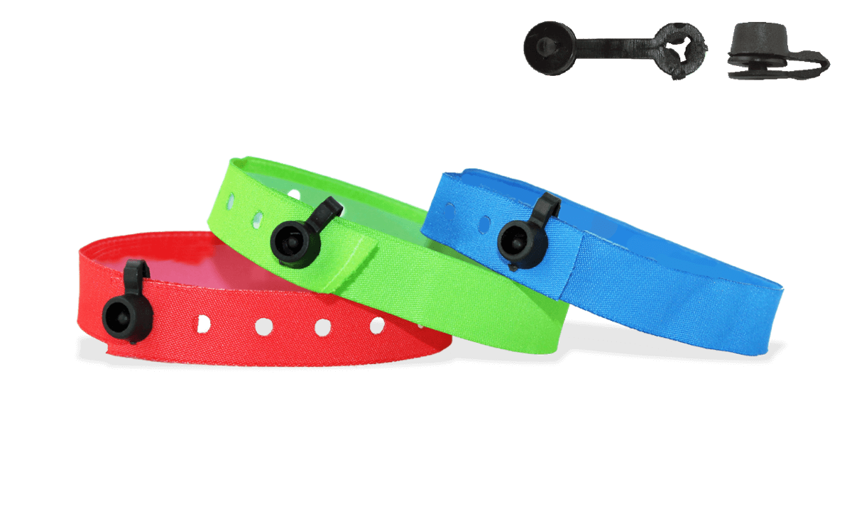 Vorrätige Stoff-Armbänder mit rundem Kunststoffverschluss, Nice