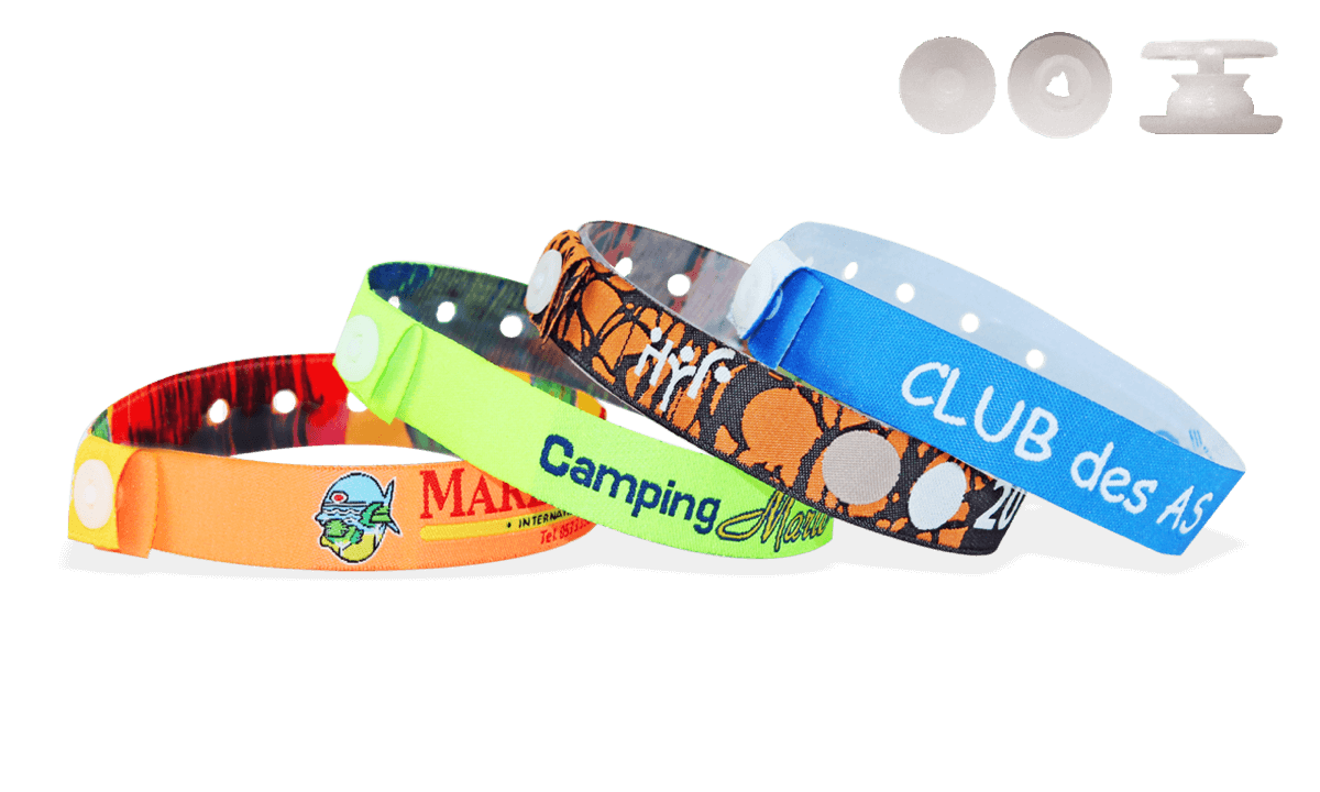 Gewebte Stoff-Armbänder mit schmalem rundem Kunststoffverschluss, Tenerife