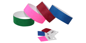 Tyvek-Armbänder 25 mm, vorgedruckt mit Serien-Nummerierung und mit Abreiß-Ticket