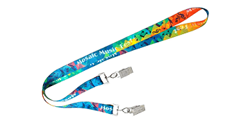 Personalisiertes, 20 mm breites Satin-Schlüsselband mit doppelter Befestigung– Vollfarbdruck