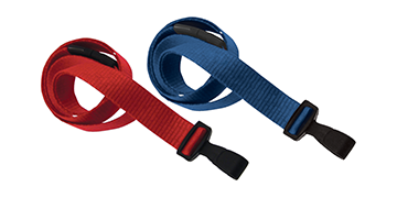 15 mm breites Schlüsselband aus antimikrobiell behandeltem Polyester mit Kunststoffhaken und Sicherheitsverschluss