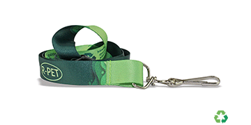 Personalisiertes, 20 mm breites Schlüsselband aus recyceltem Satin – Vollfarbdruck