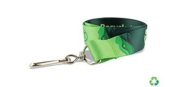 Personalisiertes, 25 mm breites Schlüsselband aus recyceltem Satin – Vollfarbdruck