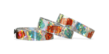 Personalisierte vollfarbige holografische Armbänder, 19 mm, Confetti