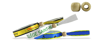 Gedruckte Satin-Armbänder mit wiederverwendbarem Holzverschluss, Montreal