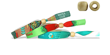 Armbänder aus recyceltem Satin mit wiederverwendbarem Holzverschluss (Montreal)