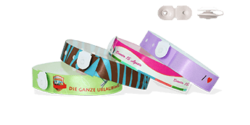 Gedruckte Satin-Armbänder mit rundem Vinylverschluss, St Tropez